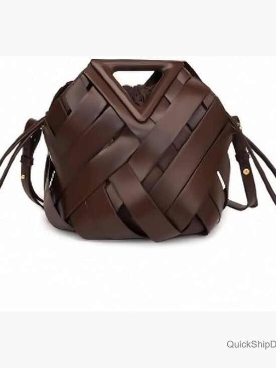 Handbags - Woven PU Leather Hobo Crossbody Bag with Adjustable Shoulder Strap